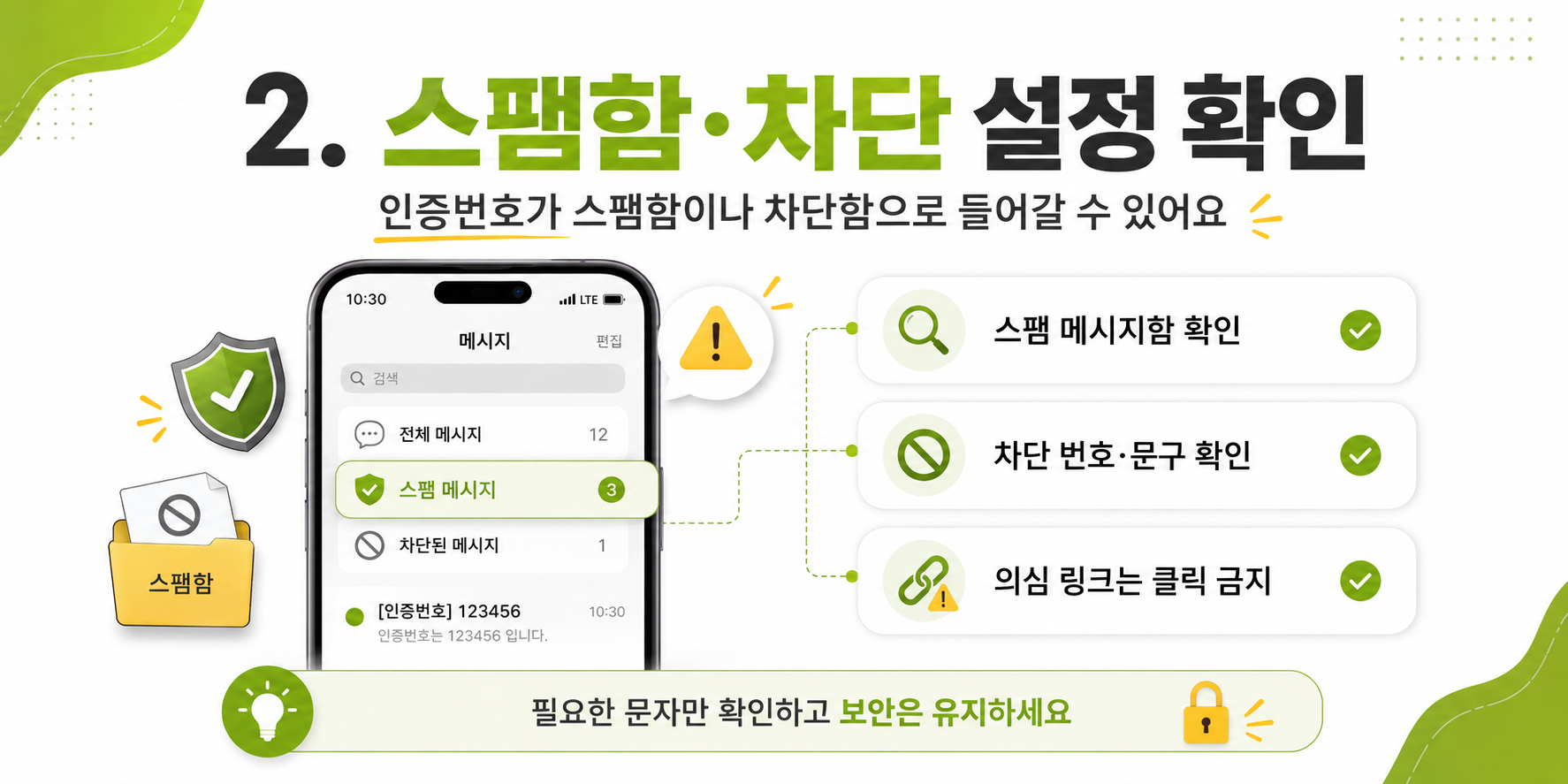 선불폰 문자 인증 스팸 차단 확인 이미지